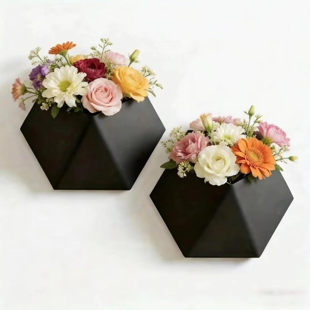 Wall-Mounted Hexagonal Flower Pot Geometric Growing Pots Wall Hanging Planter  Indoor Plants