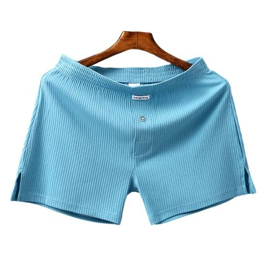 Men Pajama Shorts Elastic Waist Soft Breathable Homewear Solid Color Whorl Texture Stretchy Casual Loose Quick Dry Men Mini Short Pants