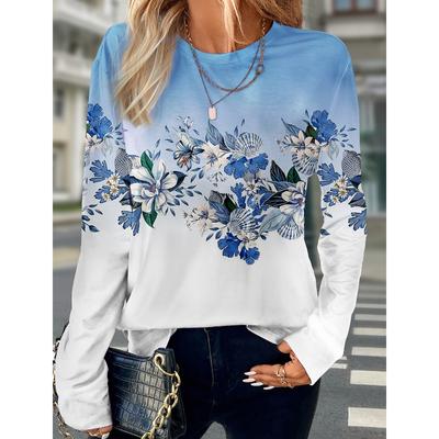 3D-принт с цветочным принтом, женская футболка с длинным рукавом, базовый дизайн, модная круглая горловина, стандартный крой, толстовка Y2K для девочек