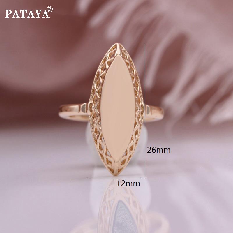 PATAYA Глянцевые кольца женские цвета розового золота простое плетение полые кольца с ромбами Этническое свадебное кольцо в подарок
