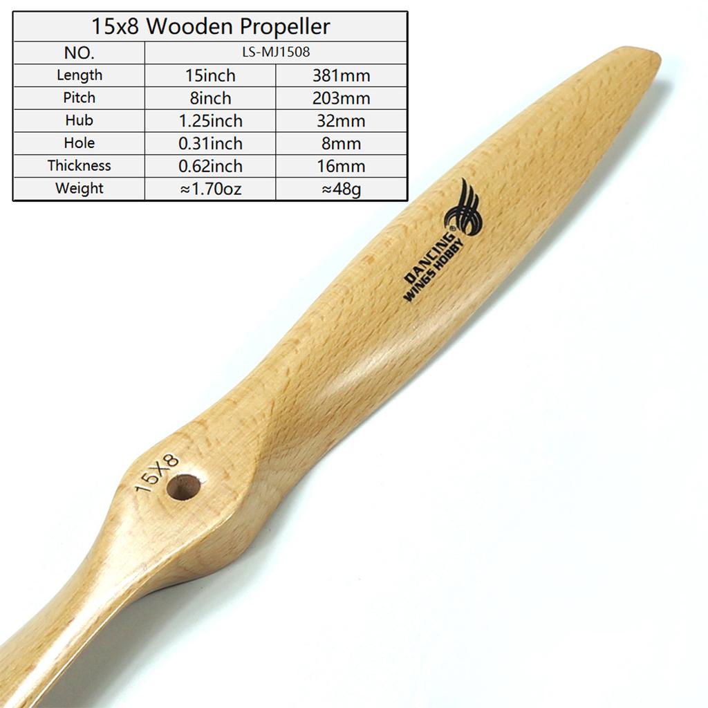 Dancing Wings Hobby 15-дюймовый высокоэффективный деревянный буковый пропеллер CCW для радиоуправляемого самолета с нитродвигателем