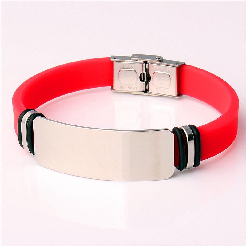 New Men and Women Sports Silicone Bracelet Stainless Steel Jewelry Basketball Bracelet Jewelry Accessories Black Bracelet