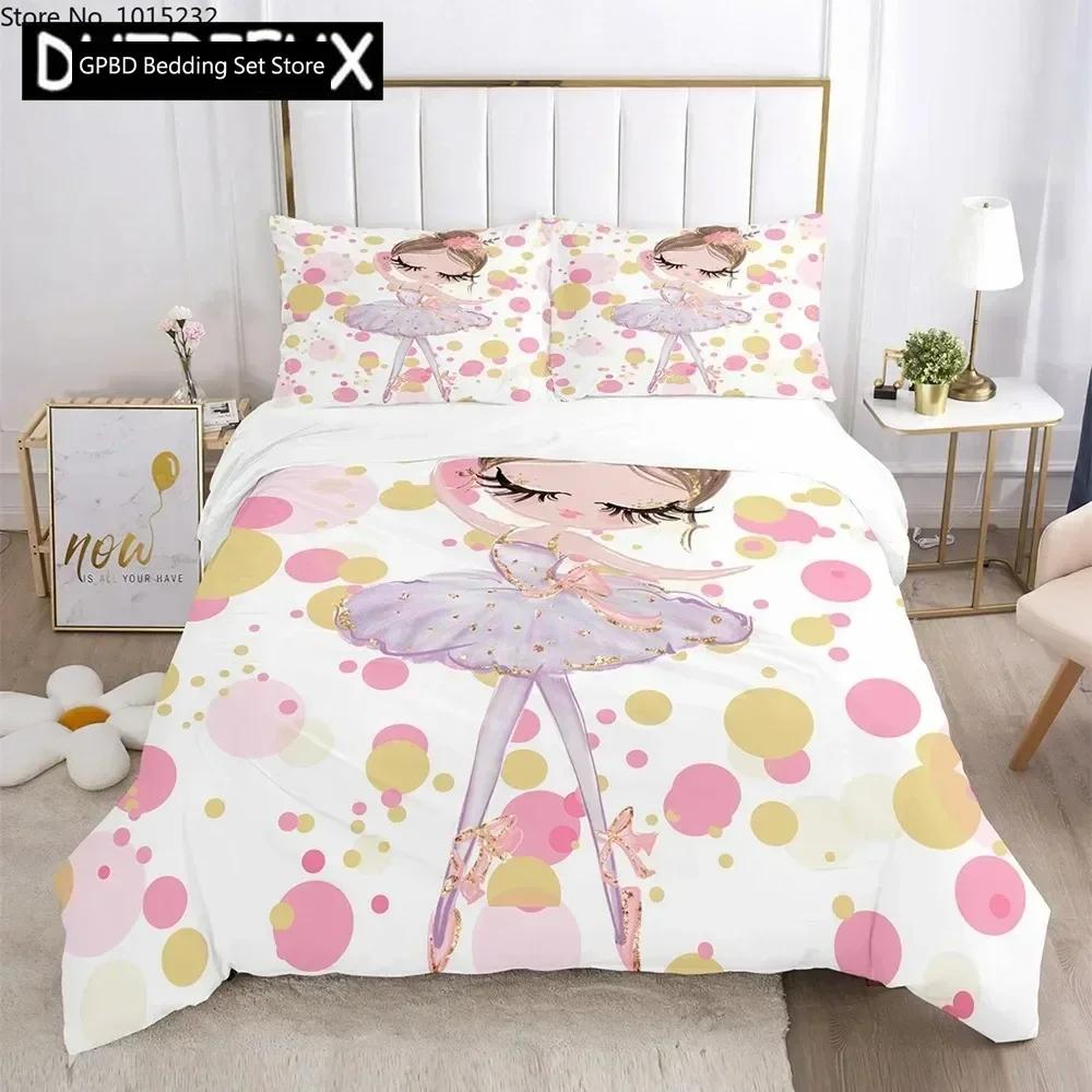 Cartoon Ballet Girl 3D Printed Bedding Set Duvet Covers Pillowcases Comforter Bedding Set Bedclothes Bed Linen