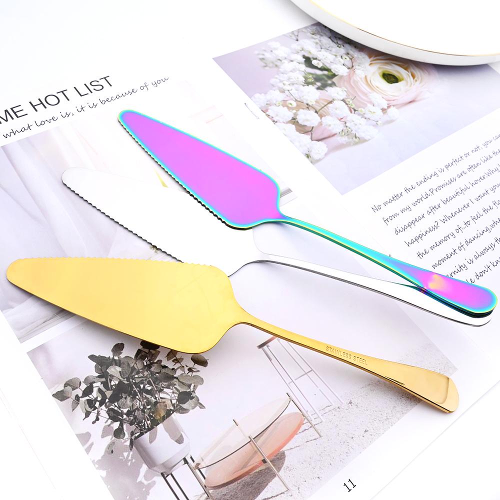 Drmfiy Colorful Dinnerware Set Stainless Steel Cutlery Cake Shovel Knife Pizza Cheese Cake Cake Spatula Baking Accessories Tools