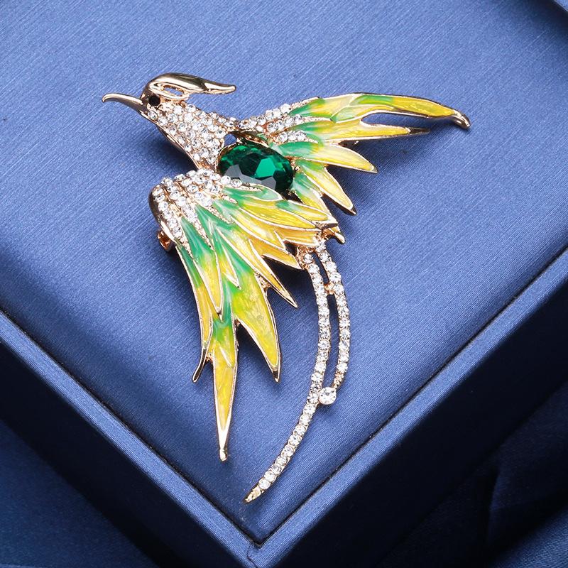 5 Colors Enamel Flying Beauty Phoenix Bird Brooches For Women Men Bird Party Office Brooch Pins Gifts