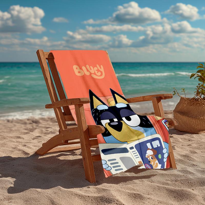 Ultra-Soft Beach Towel with Bluey Theme,Ideal for Pool - Camping, Diving - Perfect Travel Essential, Vibrant Beach Towel.