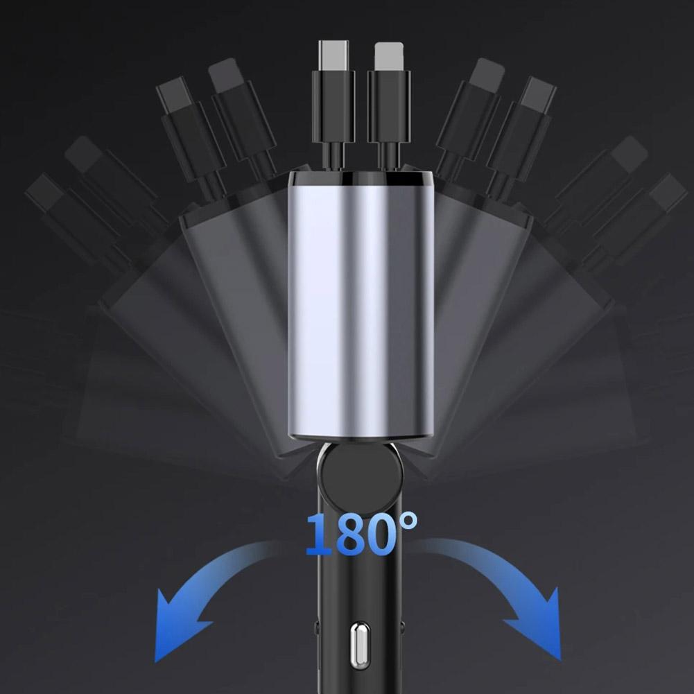 120 Вт 4 в 1 быстрое автомобильное выдвижное зарядное устройство USB Type C кабель для iPhone шнур для быстрой зарядки адаптер прикуривателя