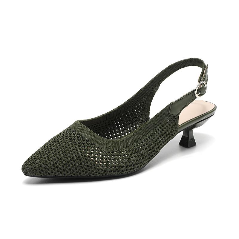 Туфли женские однотонные трикотажные мягкие с острым носком и неглубоким вырезом на плоской подошве большого размера 34-43