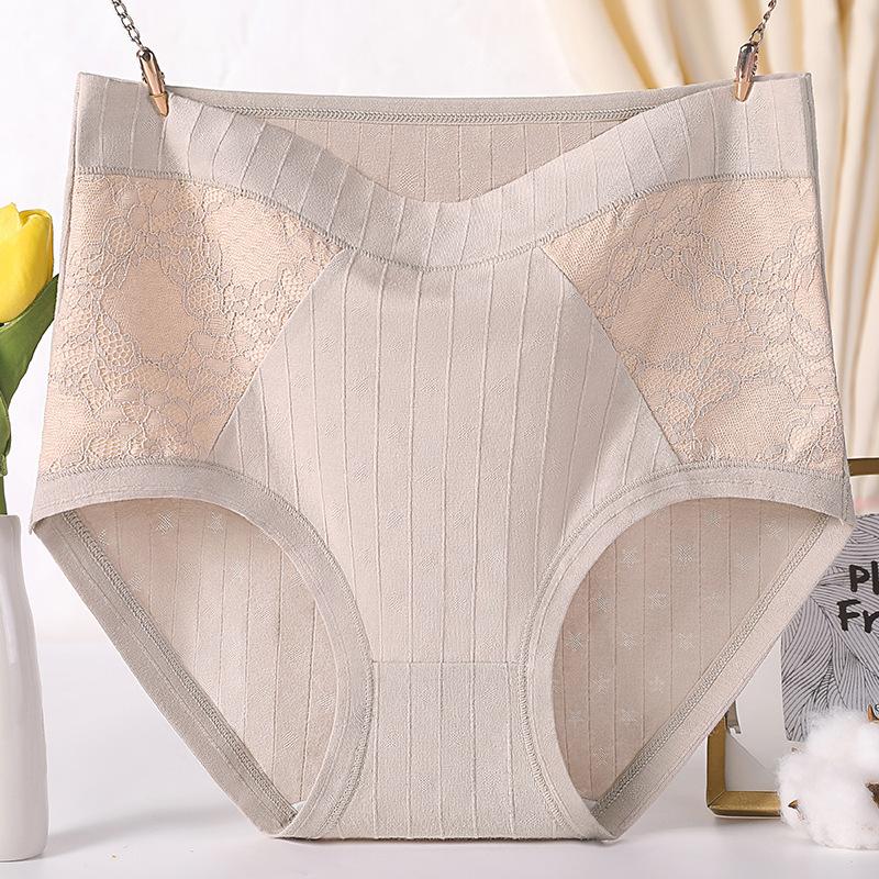 Женские трусики из хлопка и кружева для среднего возраста, нижнее белье, трусики большого размера с высокой талией