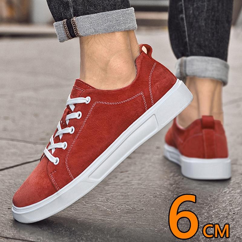 Men's Suede Casual Elevator Shoes 6cm Hidden Heel Height Increasing Sprots Breathable Comfortable Leather Lift Sneakers for Men