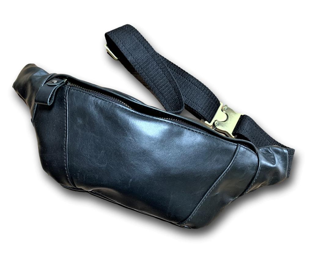 IMA Sparra Genuine Leather Body Small Waist Pouch for Men Bag, One-Shoulder Bag, (Black)