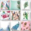 Peacock Feather Pattern Decorative Cushions Pillowcase Polyester Cushion Cover Throw Pillow Sofa Decoration Pillowcover 40826
