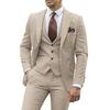 3 Pieces Beige Suits for Men Slim Fit Groom Tuxedo Wedding Suits Best Man Groomsmen Formal Party Suit Male