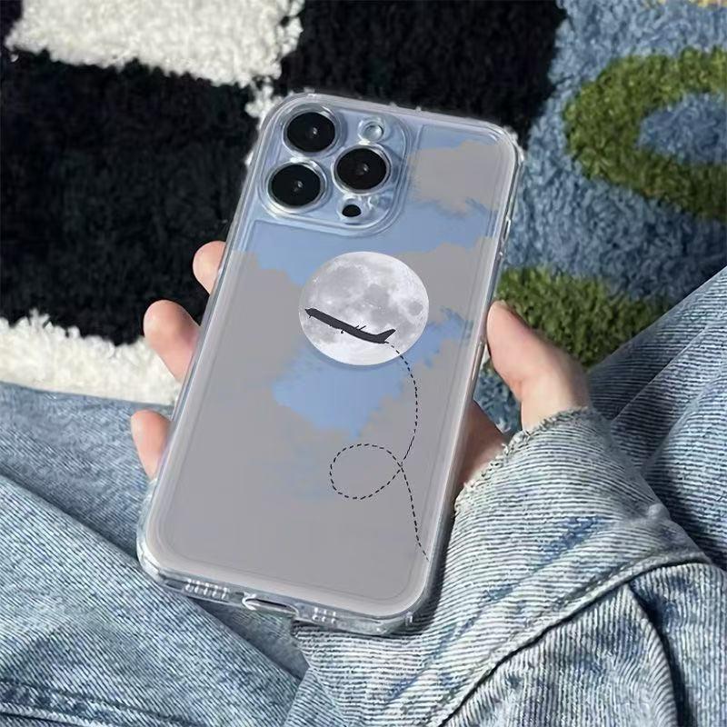 Межграничный Чехол-Ракушка Космический Лунный Самолет для Apple 15/14/13 Pro Max/12/11/XS/XR Мягкий Телефон