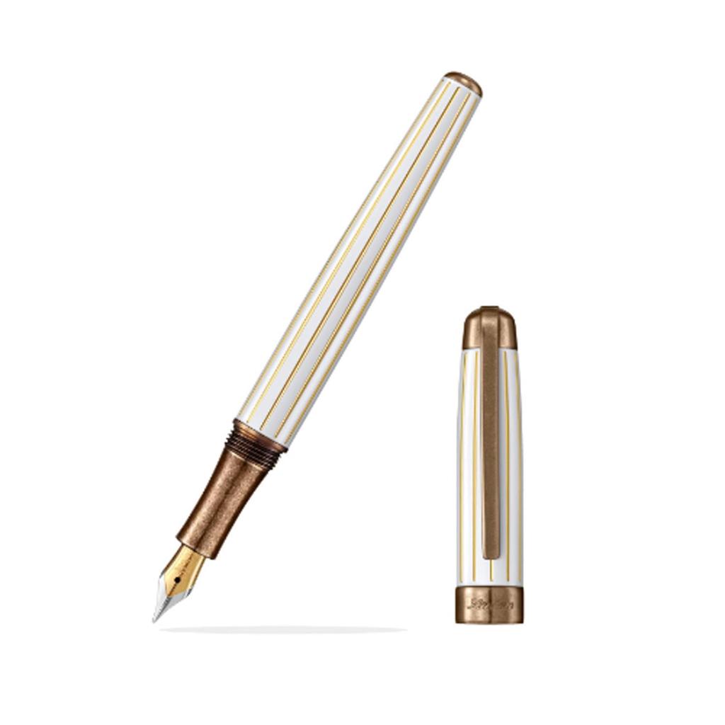 Laban Fine Nib Fountain F LABAN Antique Rose Pen, II, White, Gold, PF-9191-11WTATPG