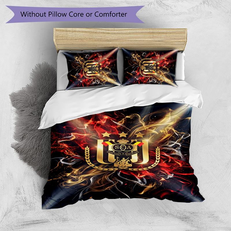 Anderlecht FC Printed 3PCS Bedding Set Breathable Duvet Cover with Pillowcases Decorative Bed Linen for Bedroom Home