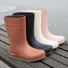Women's Mid-tube Rain Boots Rubber Boots Warm Overshoes Waterproof Outdoor Non-slip Wear-resistant Fashion All-match Rain Boots