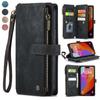 CaseMe Zipper Wallet Multi Card Flip Leather Case for iPhone 15 14 Plus 13 12 11 Pro Max XSMax XR 8 Samsung S24 S23 S22 S21 Ultra Plus A14 A54 A13 A53