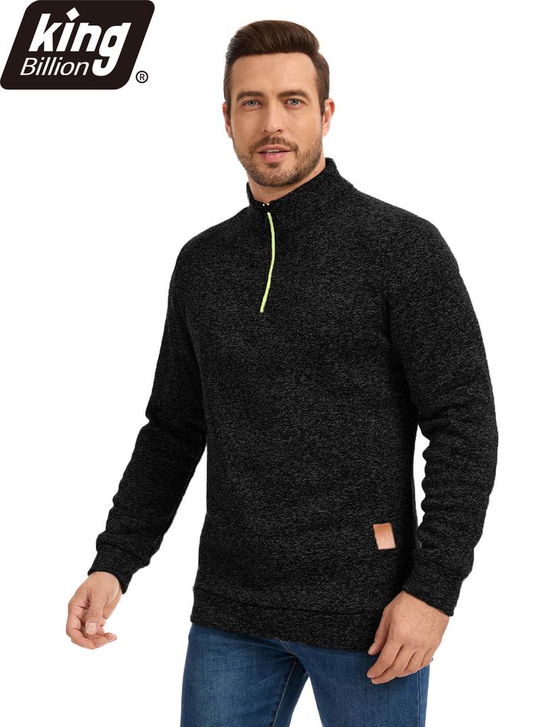 King Billion Men's Half-Zip Stand Collar Fleece Pullover Autumn Spring Sweater Ideal for Daily Casual Wear Urban Strolls and Light Outdoor Activities