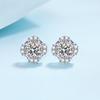 S925 Sterling Silver Earrings for Women Full Moissanite Sugar Cube Earrings Plated with Pt950 Gold Exquisite Ear Jewelry