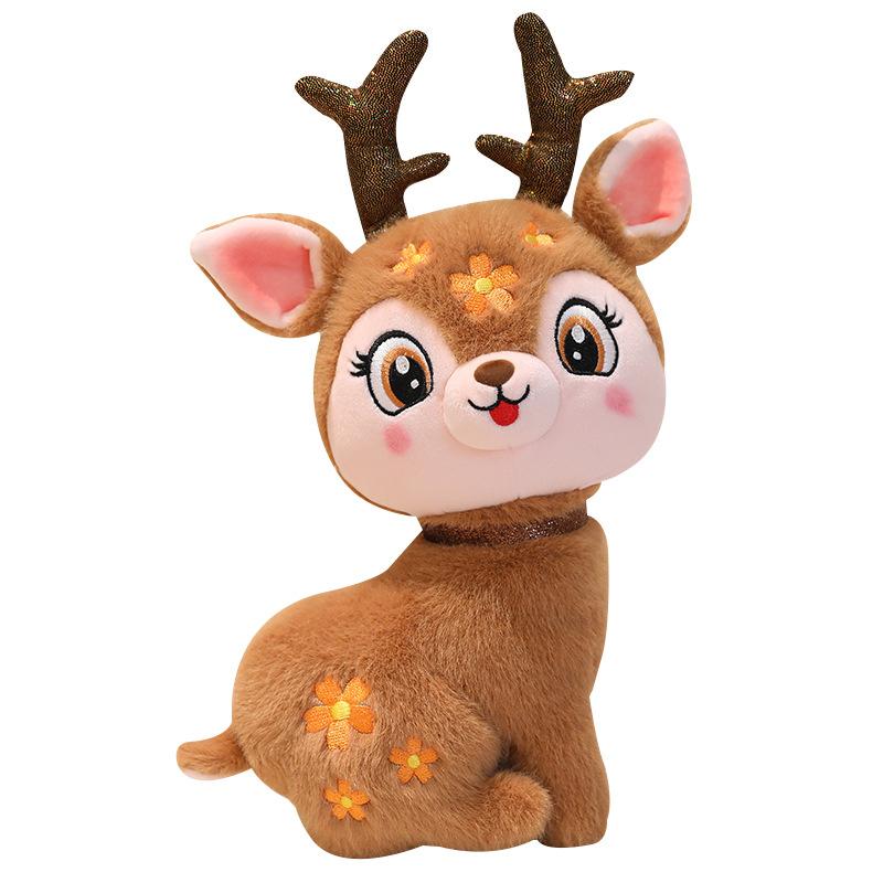 Cute Sika Deer Doll Plush Toy Deer Lying Deer Doll Girls Bag Keychain Children'S Doll