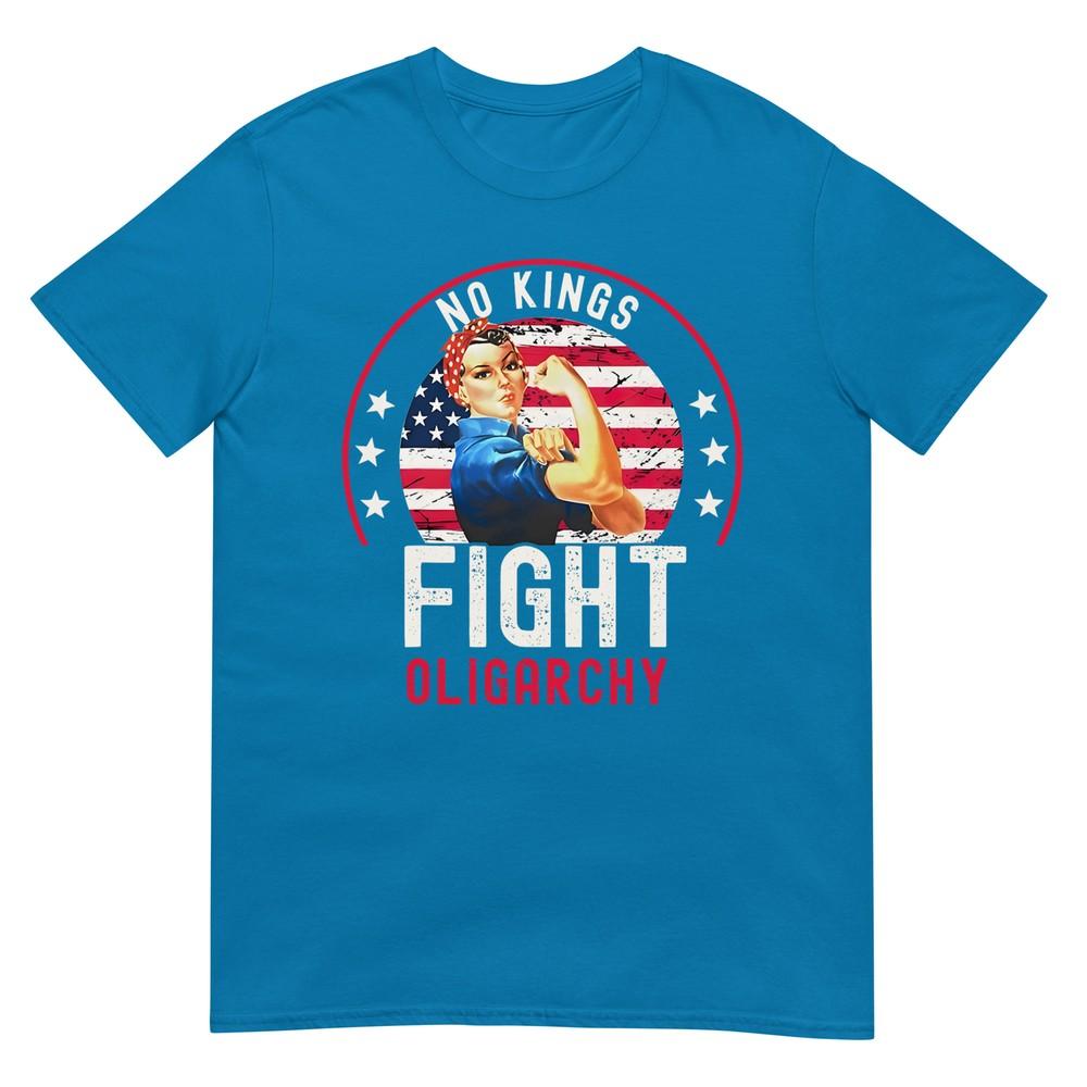 Vintage No Kings Fight Oligarchy Unisexs Girl America Flag TShirt