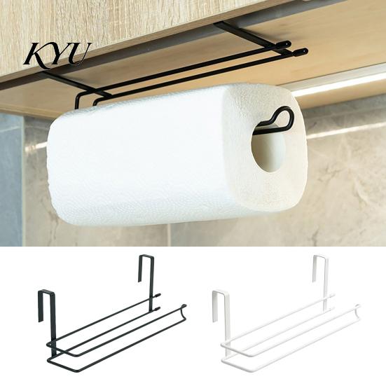Adhesive Wrap And Foil Organizer Hanging Paper Towel Rack, Drill-Free Metal Organizer, Space Saving Kitchen Gadget Storage Rack for under Cabinet Door