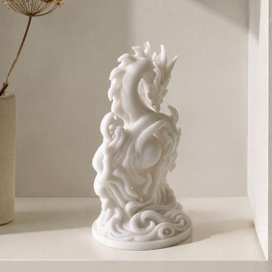 Chinese Style Home Decor Dragon Statue, Compact 3D Printed Figurine, Fine Detail Creative Craft Gifts Carving Design, Ornament for Office Desk Indoor