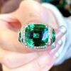Wind Green Tourmaline Cocktail Ring, Fashionable High Carbon Diamond Imitation Grandmother, Green Royal Blue Colored Treasure Girl