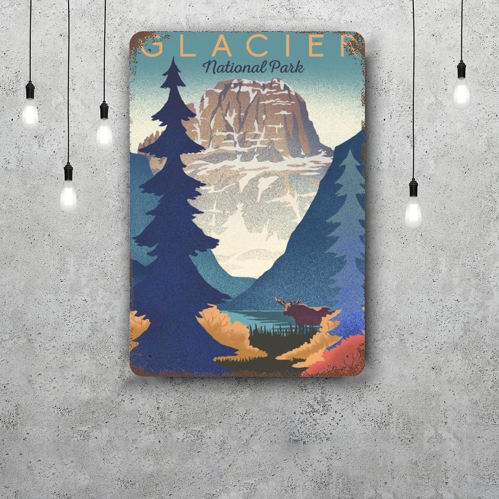 glacier national park Funny Bar Metal Sign Retro Plaque Vintage Sign Alcohol Drinker Pub Club Kitchen Wall Decoration