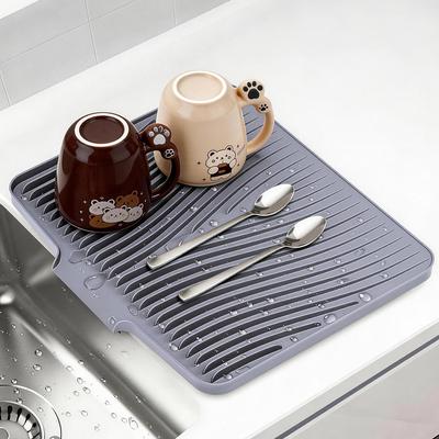 Силиконовый коврик для сушки посуды на кухонную столешницу, нескользящая дренажная подставка, подставка для сушки посуды, легко моющаяся подставка-сушилка для посуды, многоцелевой