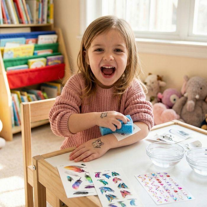 Kinderplay Kit créatif tatouages temporaires lavables et autocollants 3D strass pour enfants (GS2102)