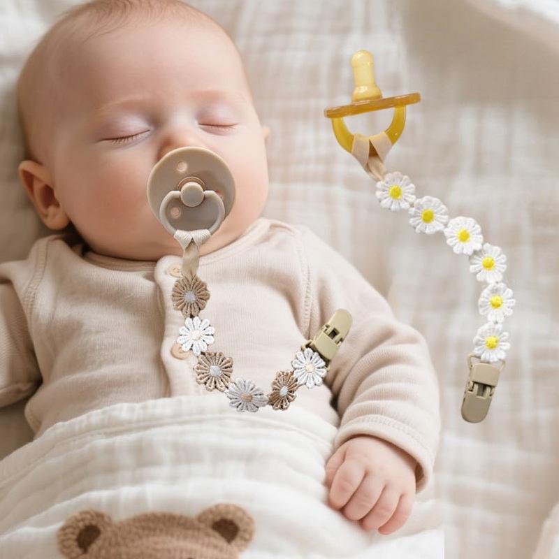 Ins-Style Daisy Fabric Pacifier Clip & Teething Stick Anti-Lost Chain