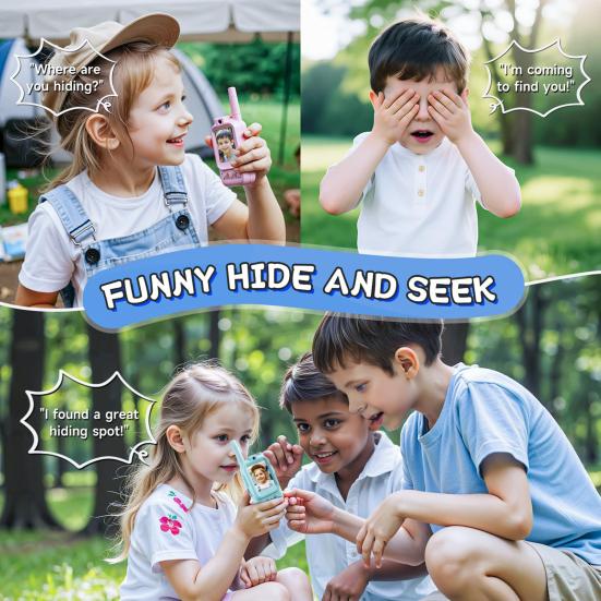 Video Walkie Talkies Toys Rechargeable Play House Toys Adjustable Lanyard Two-Way Video Call Device for Family Role Play & Parent-Child Interaction