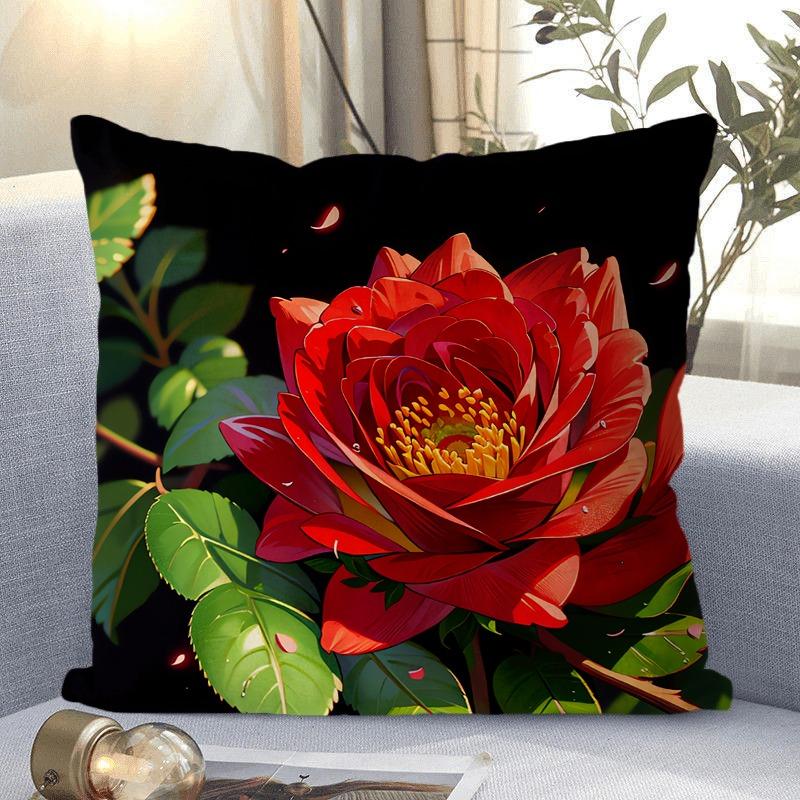 Декоративная наволочка с рисунком розы для гостиной, спальни, квадратная наволочка с подушкой