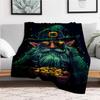 "Green Wizard Holding Gold Coins Fantasy Art Print"Blanket Flannel Throw Blanket for Sofa, Bed, Travel, Camping, Office
