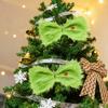 Christmas Green Furry Bow for Tree Large Green Furry Hair Bow with Red Heart Christmas Costume Accessories for Women Girls