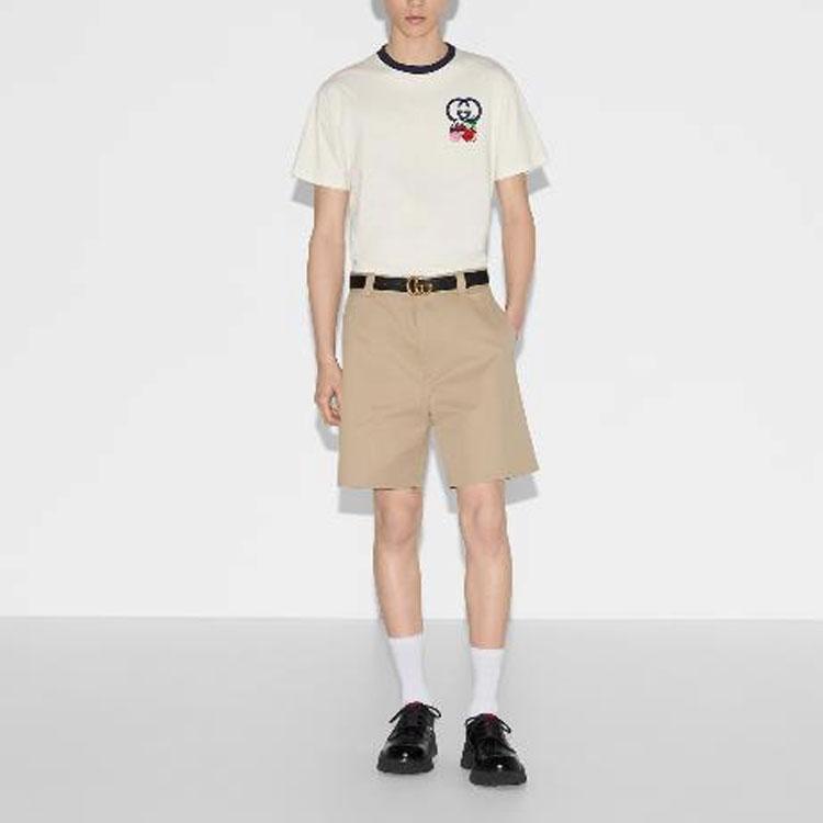 GUCCI T-Shirts Men's Ecru Crew Neck Moderate 785345-XJGIK-9088