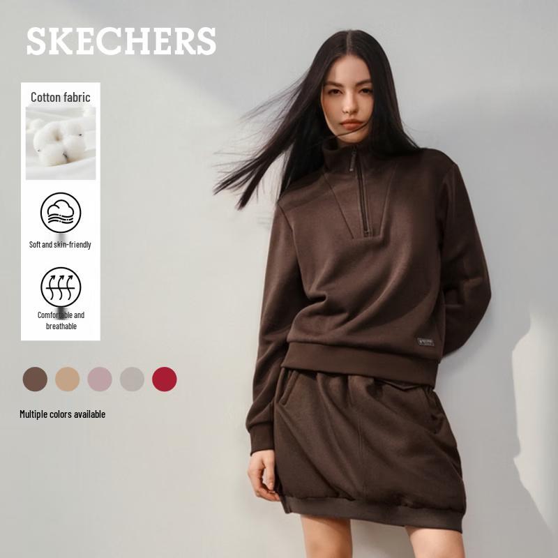 Skechers Женская толстовка с полумолнией и длинным рукавом, Осень 2026