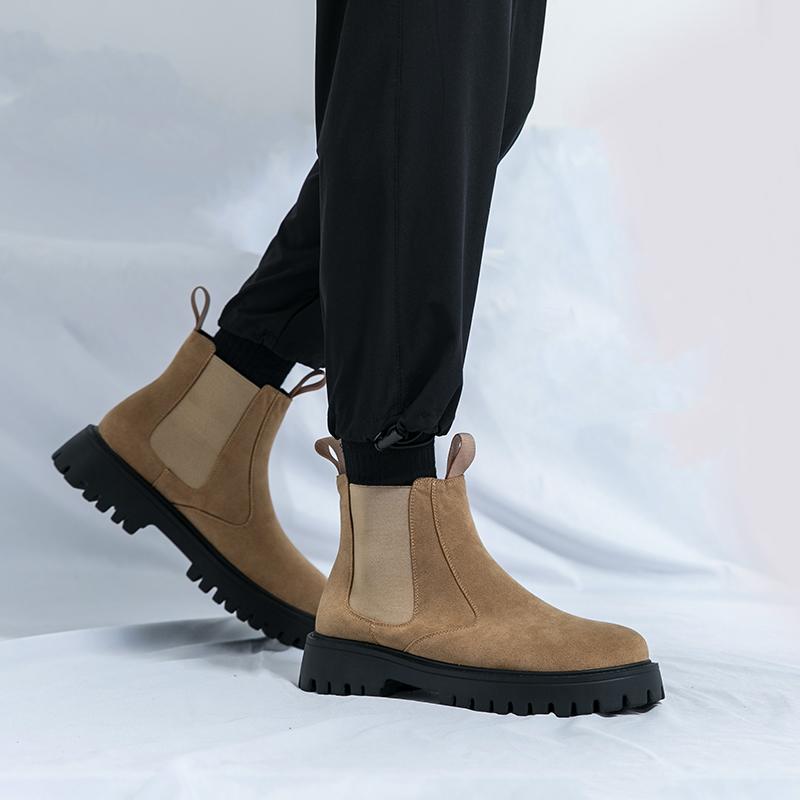 Fashion Handmade Luxury Men Ankle Boots Autumn Winter Cow Suede Leather Shoes Outdoor Work Toooling Boots Male All-match Chelsea Boots