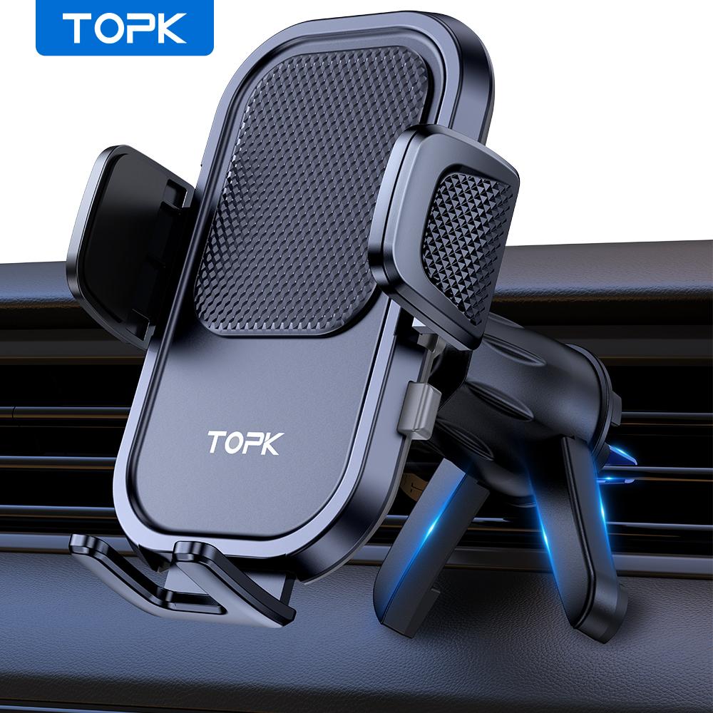 TOPK Держатель для телефона в машине на вентиляционное отверстие для iPhone 15 14 Pro Max и всех смартфонов | Универсальное крепление