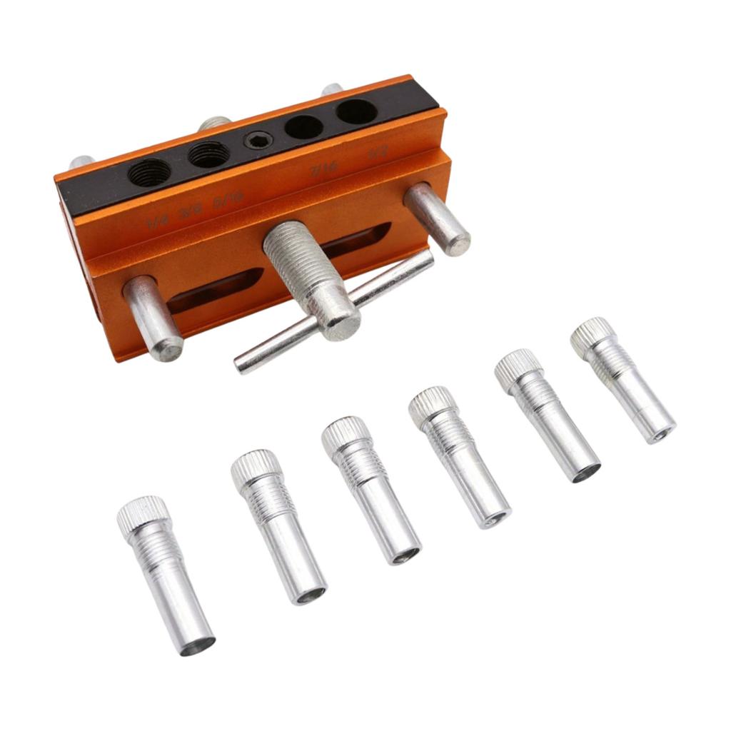 Самоцентрирующийся дюбельный кондукторный набор Кондуктор для сверления прямых отверстий Набор для соединения на ламелях С 6 направляющими втулками для сверления Регулируемый