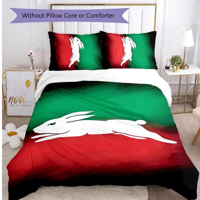 South Sydney Rabbitohs Printed 3PCS Bedding Set Soft Breathable Duvet Cover Pillowcases Set Washable Bedroom Decor Home Gift