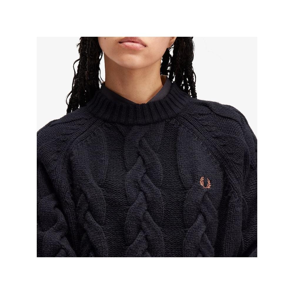 Fred Perry [womens] Cable Knit Mock Neck Knit   Black Afpf2434118 102 qzgAfpf2434118 102