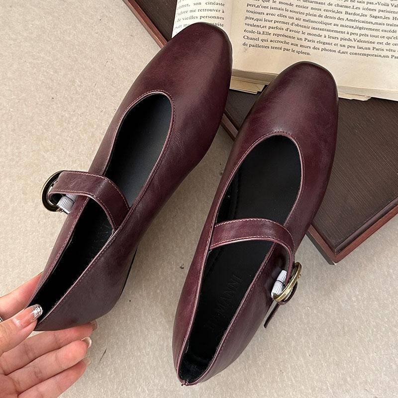 Fashion Shallow Women Flat With Shoes Female Soft Casual Fashion Metal Buckle Footwear Flats Mary Janes Lolita Shoes For Ladies