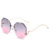 Oversized Rimless Sunglasses New Fashion Women Pink Shades Brand Design Blue Sun Glasses for Decoration Travelling Beach