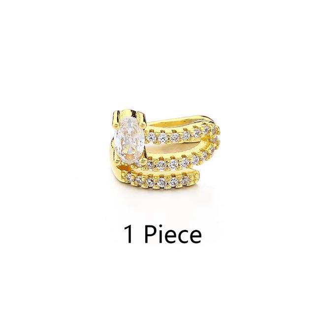 ANENJERY Геометрические многослойные цирконовые волнистые серьги-клипсы для женщин, крутые клипсы-крючки без ушных отверстий, вечерние ювелирные изделия, манжеты для ушей