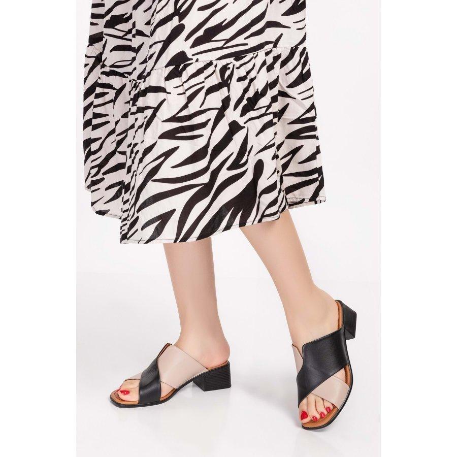 Женские летние тапочки из натуральной кожи на низком каблуке, сабо