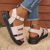 Women Sandals 2024 Spot Large Summer New Thick Sole Sandals Line Casual Roman Beach Sandals Cross Border Fashion Buckle Shoes