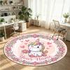 Wild Animals (46) Theme Round Crystal Velvet Rug Custom Name Text Personalized Floor Mat Home Decor Non Slip Crystal Carpet